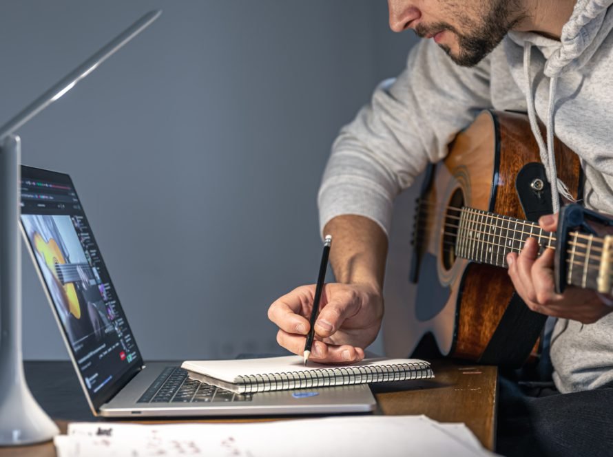 A man with a guitar.